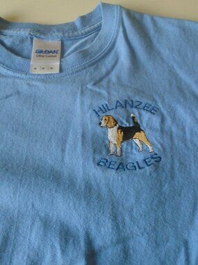 hilanzee beagles blue t shirt adult size m beagle dog bin p1